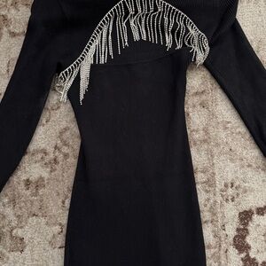 🖤✨ Luxury Black Dress with Diamonds